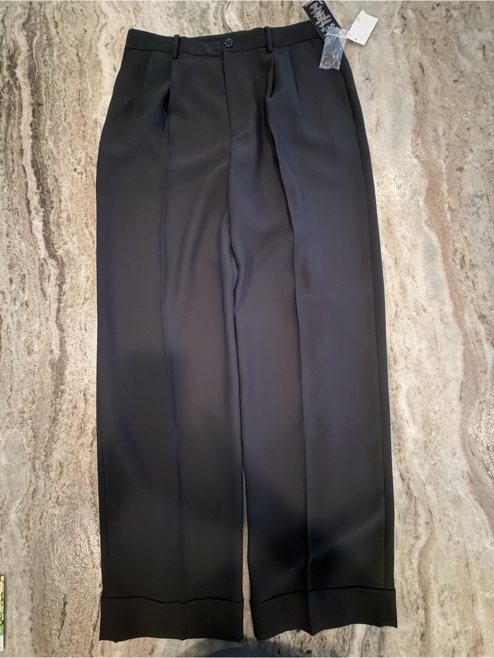 NWT! Ralph Lauren Woman’s Pleated Wide Leg Cuffed Trousers Size 10 Black